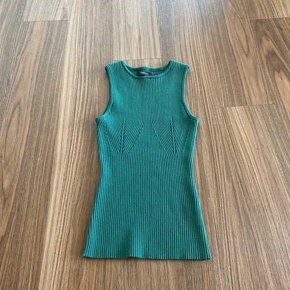 Green Ribbed Tank Top - Picture 1 of 3